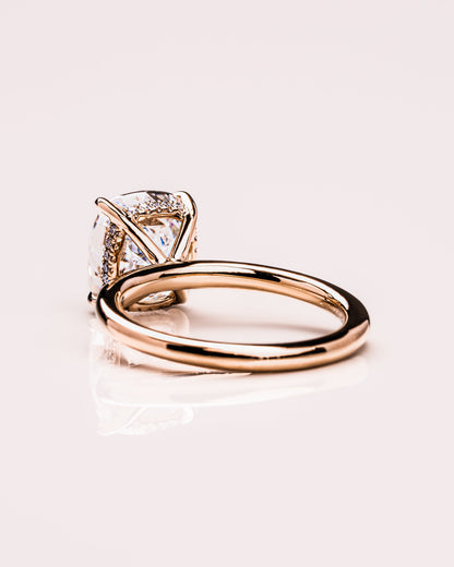 1.49 CT Cushion Cut Moissanite Engagement Ring With Hidden Halo Setting