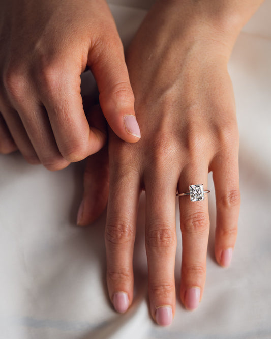 2.43 CT Radiant Cut Moissanite Solitaire Engagement Ring