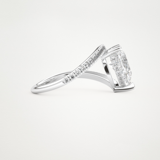 Pear Cut Moissanite Swirl & Pave Engagement Ring – 1.55 CT Lab-Created Brilliance in 10K/14K/18K Gold