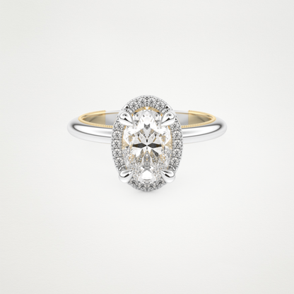 Oval Cut Moissanite Halo Engagement Ring – 1.5 CT Lab-Created Brilliance in 10K/14K/18K Gold