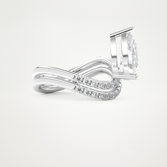 Pear Cut Moissanite Pave & Curved Shank Engagement Ring – 1.74 CT Lab-Created Brilliance in 10K/14K/18K Gold