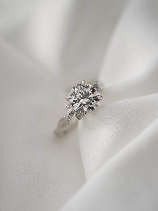 Marquise Shaped Three Stone Lab Grown Diamond Engagement Ring