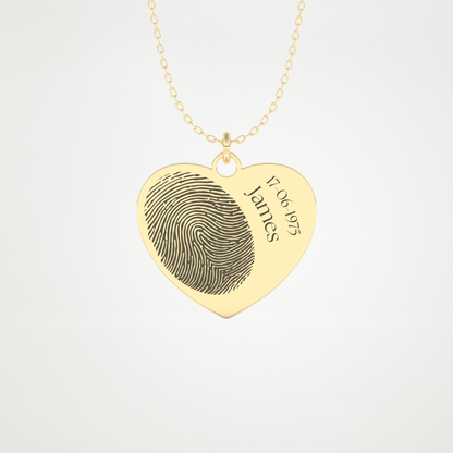 Custom Personalized Fingerprint Pendant Necklace – 14K/18K Gold & 925 Silver 6