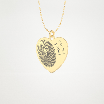 Custom Personalized Fingerprint Pendant Necklace – 14K/18K Gold & 925 Silver 7
