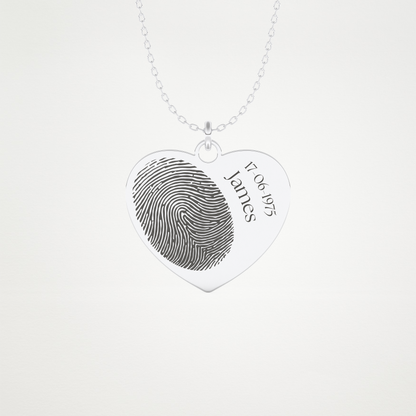 Custom Personalized Fingerprint Pendant Necklace – 14K/18K Gold & 925 Silver 1