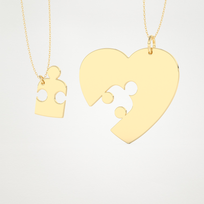 Custom Engraved Puzzle Pendant Necklace – 14K/18K Gold & 925 Silver 13