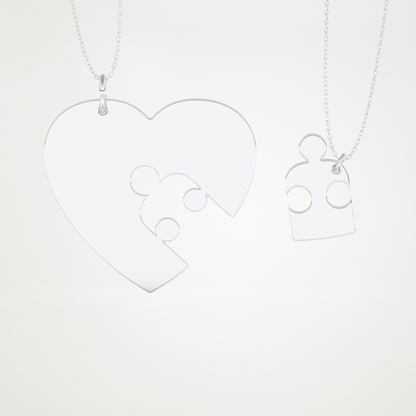 Custom Engraved Puzzle Pendant Necklace – 14K/18K Gold & 925 Silver 1