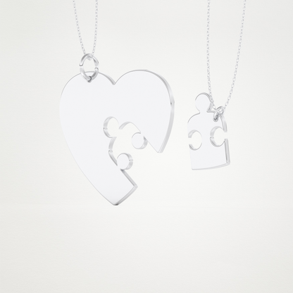 Custom Engraved Puzzle Pendant Necklace – 14K/18K Gold & 925 Silver 2