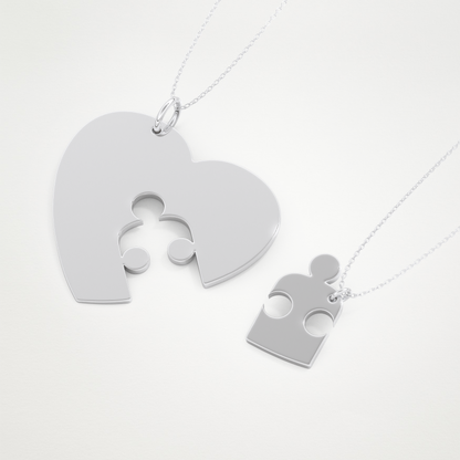 Custom Engraved Puzzle Pendant Necklace – 14K/18K Gold & 925 Silver 4