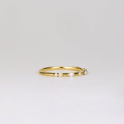 0.12 TCW Round & Pear Shaped Dainty Pave Moissanite Wedding Band