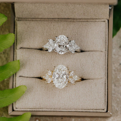 Marquise Shaped Three Stone Lab Grown Diamond Engagement Ring