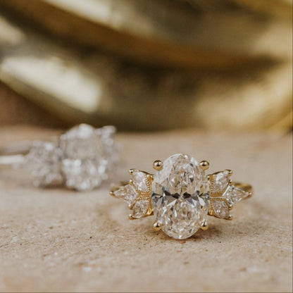 Marquise Shaped Three Stone Lab Grown Diamond Engagement Ring