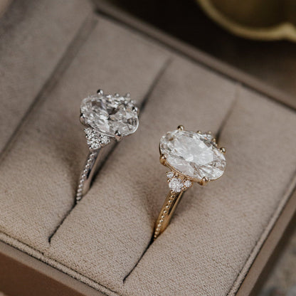Marquise Shaped Three Stone Lab Grown Diamond Engagement Ring