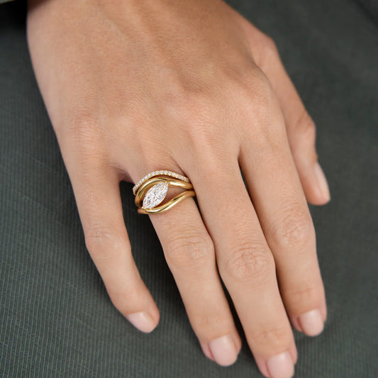 Timeless 0.15 TCW Round Stones Swirl Style Moissanite Diamond Wedding Band