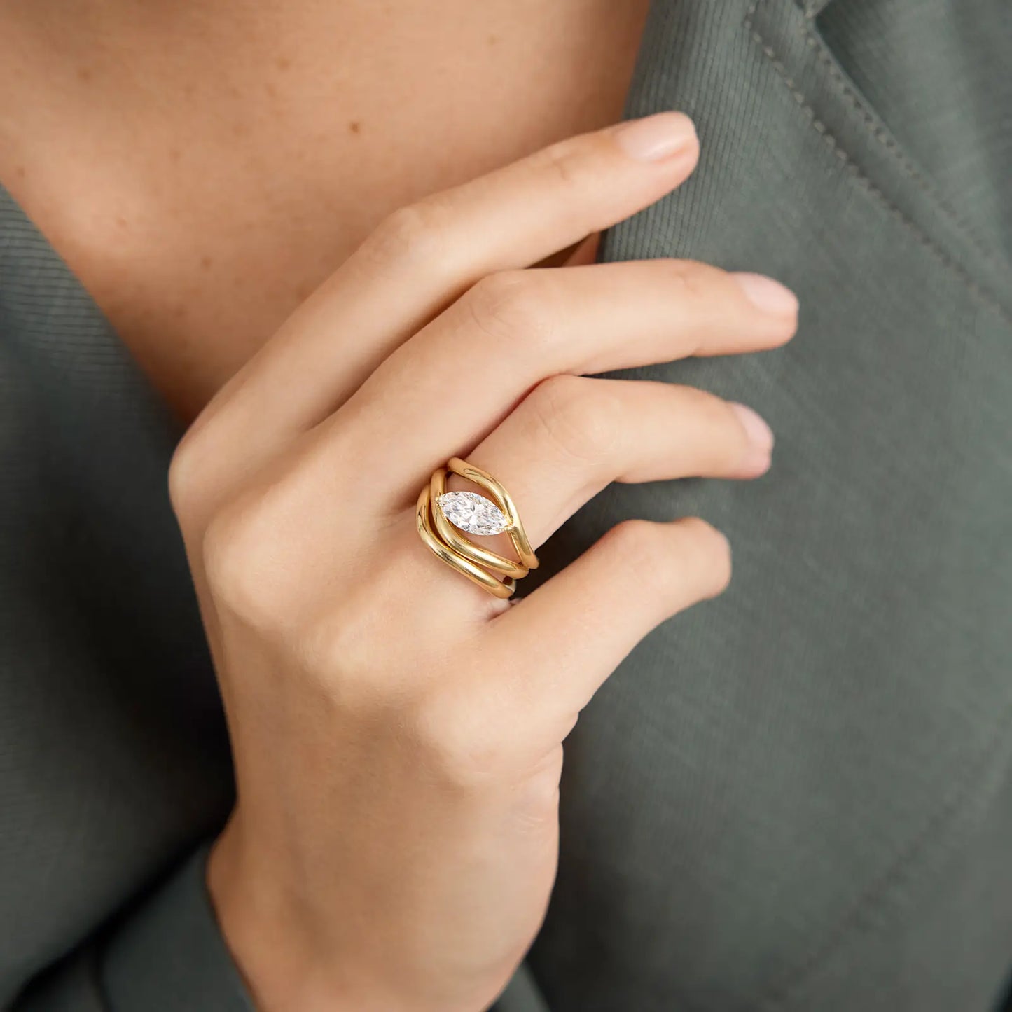 Timeless 1.2 CT Marquise Cut Double Shank Solitaire Moissanite Diamond Engagement Ring