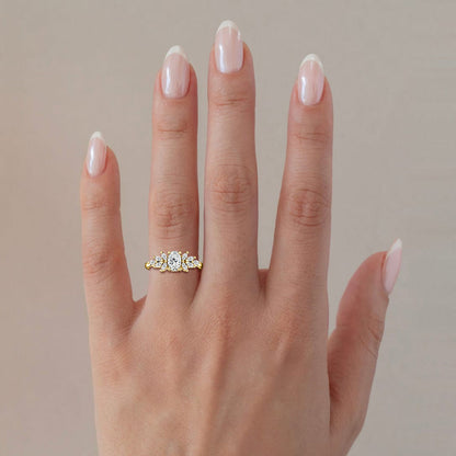 Marquise Shaped Three Stone Lab Grown Diamond Engagement Ring