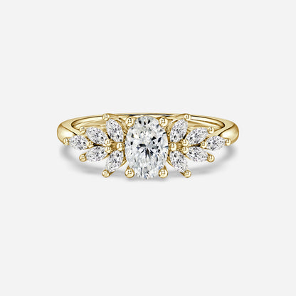 Marquise Shaped Three Stone Lab Grown Diamond Engagement Ring