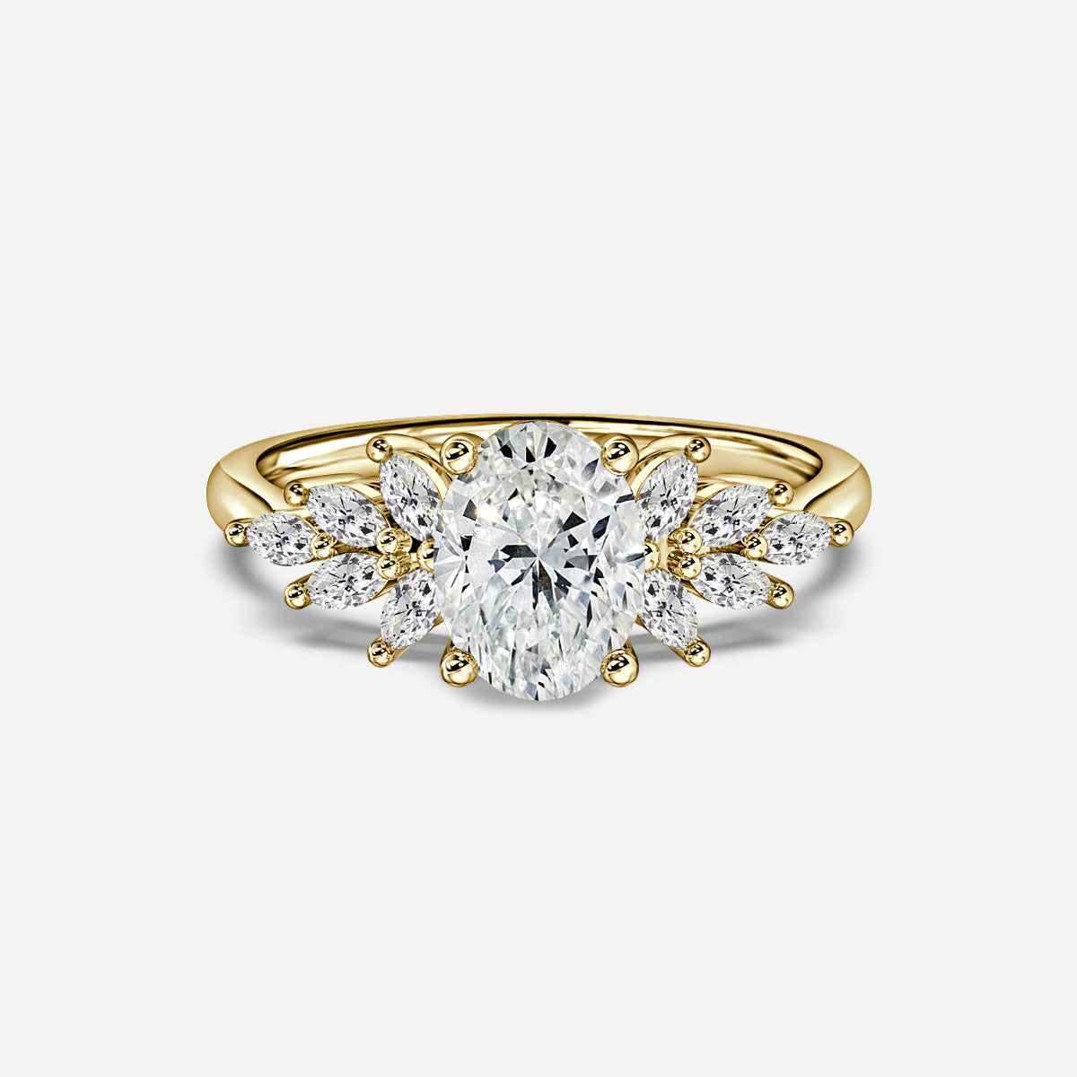 Marquise Shaped Three Stone Lab Grown Diamond Engagement Ring