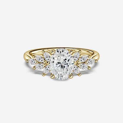 Marquise Shaped Three Stone Lab Grown Diamond Engagement Ring