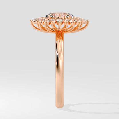 Marquise Shaped Three Stone Lab Grown Diamond Engagement Ring