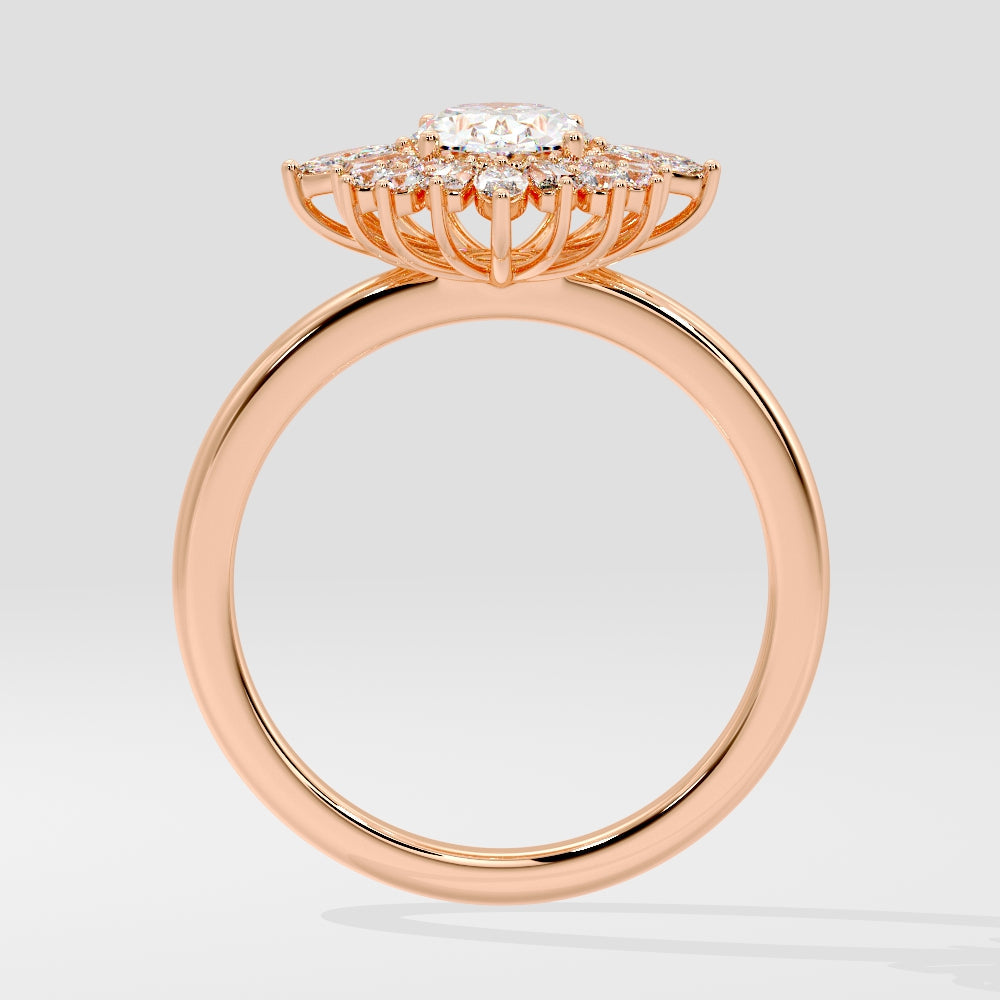 Marquise Shaped Three Stone Lab Grown Diamond Engagement Ring
