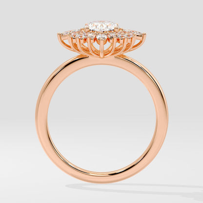 Marquise Shaped Three Stone Lab Grown Diamond Engagement Ring