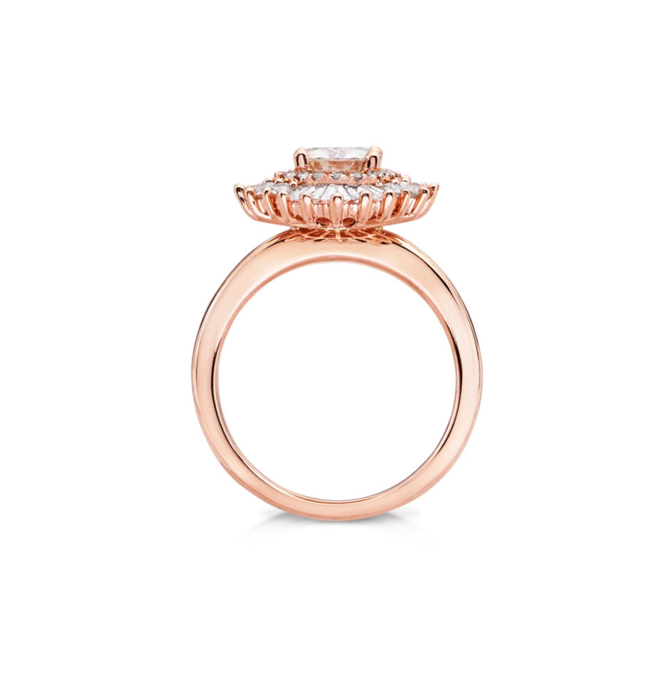 Marquise Shaped Three Stone Lab Grown Diamond Engagement Ring