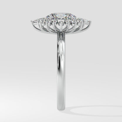 Marquise Shaped Three Stone Lab Grown Diamond Engagement Ring