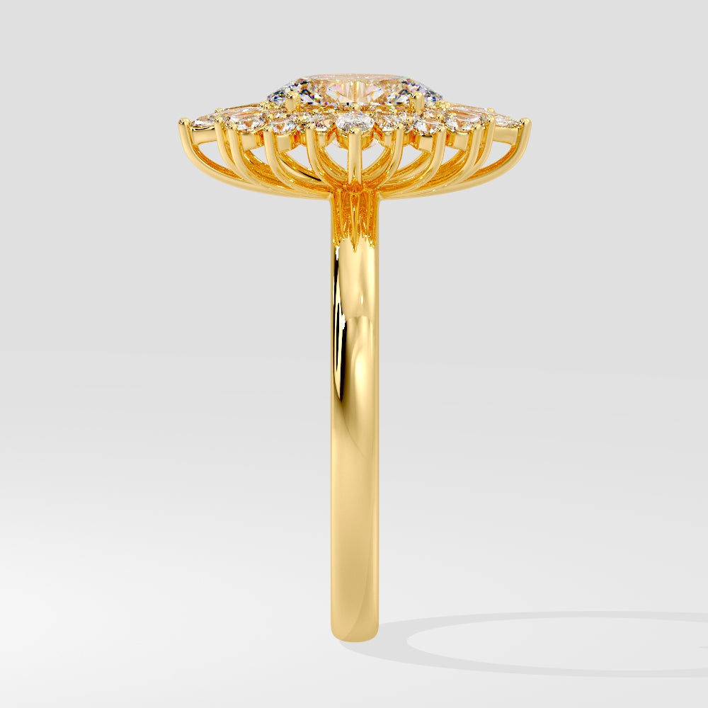 Marquise Shaped Three Stone Lab Grown Diamond Engagement Ring