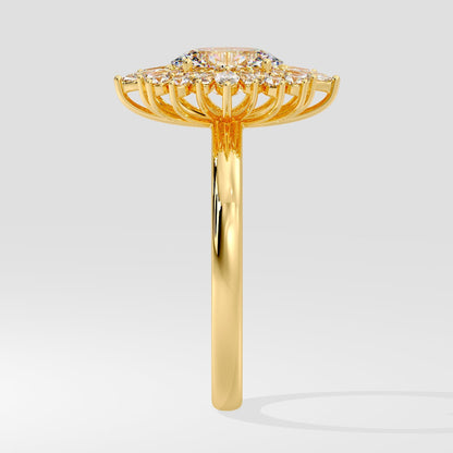 Marquise Shaped Three Stone Lab Grown Diamond Engagement Ring