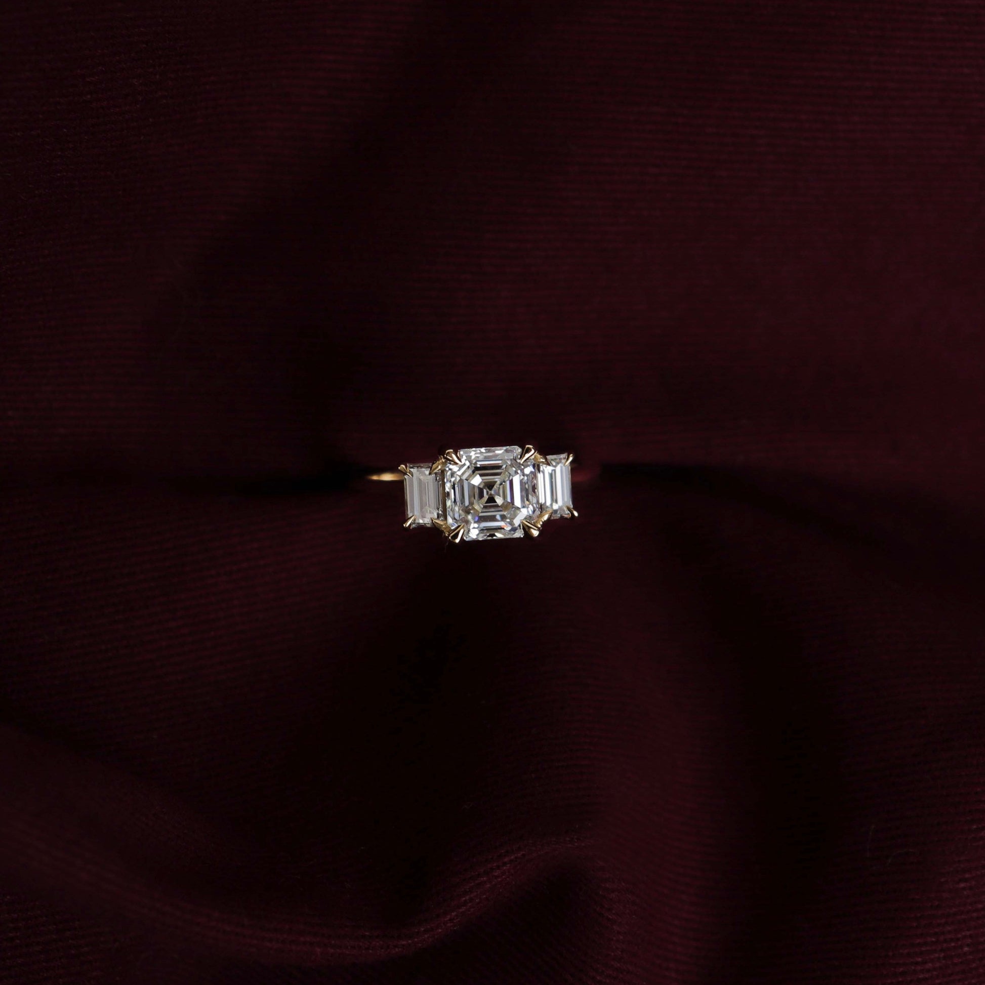 Stunning 1.5-2.5 CT Asscher Moissanite Engagement Ring with Three Stone Design