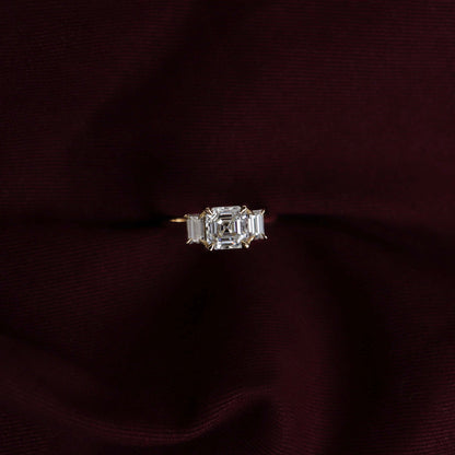 Stunning 1.5-2.5 CT Asscher Moissanite Engagement Ring with Three Stone Design