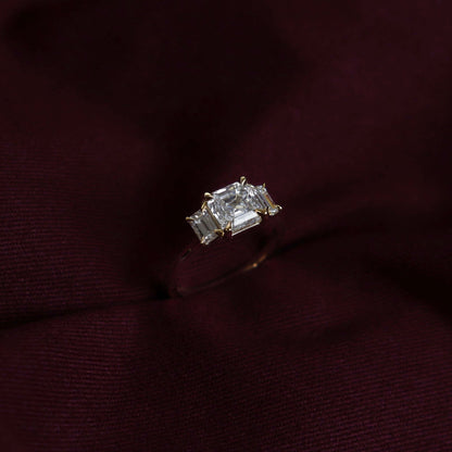 Stunning 1.5-2.5 CT Asscher Moissanite Engagement Ring with Three Stone Design