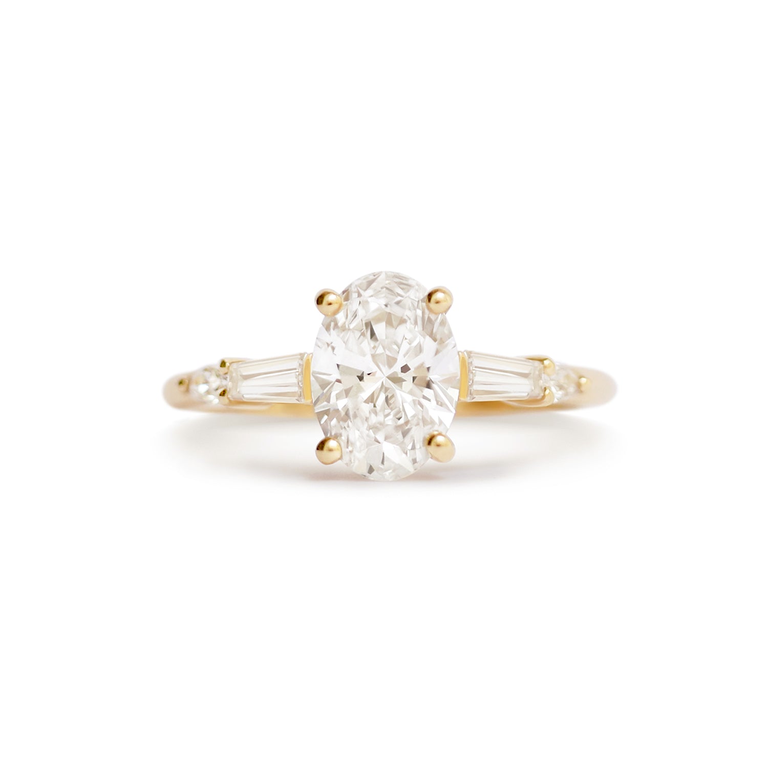 Marquise Shaped Three Stone Lab Grown Diamond Engagement Ring