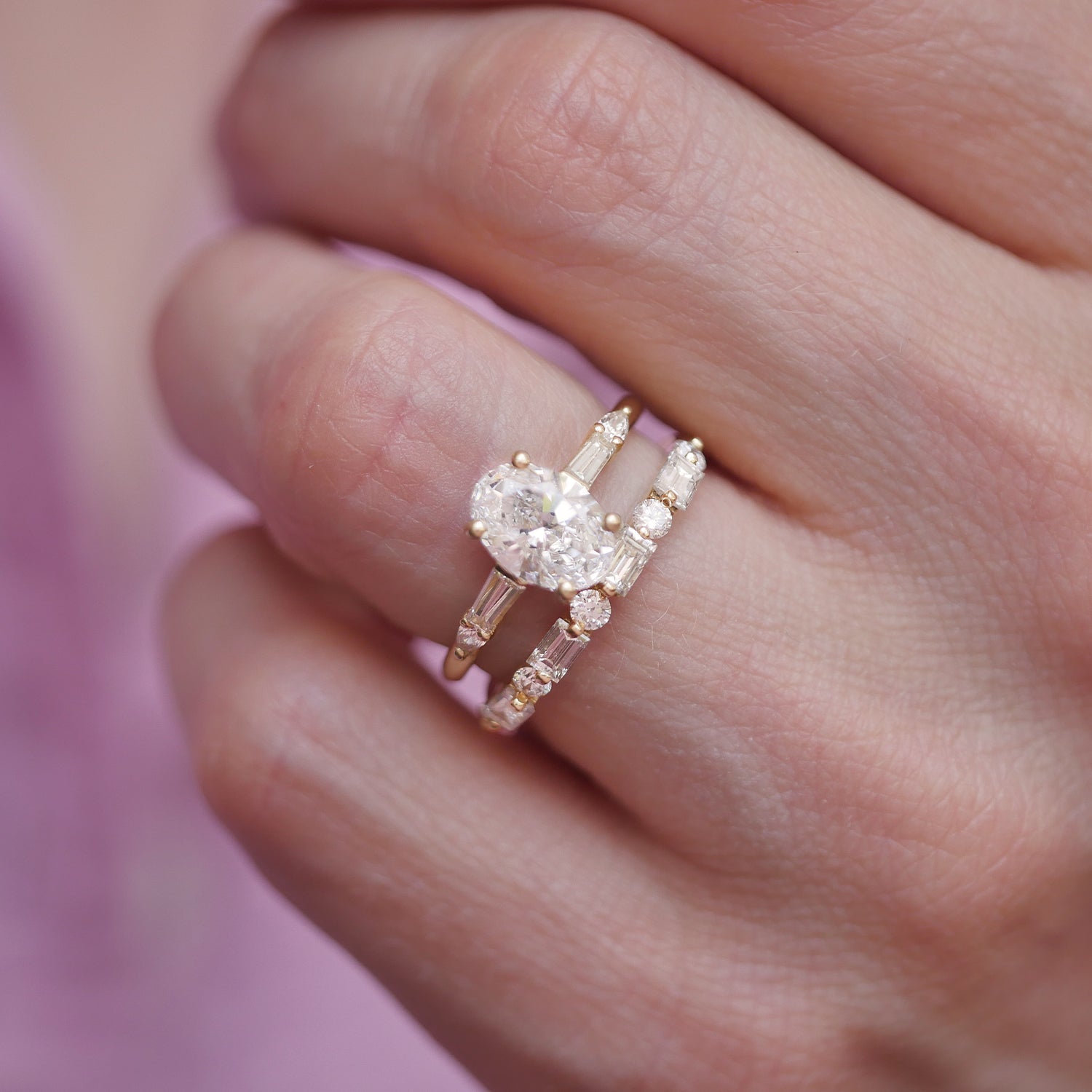 Marquise Shaped Three Stone Lab Grown Diamond Engagement Ring
