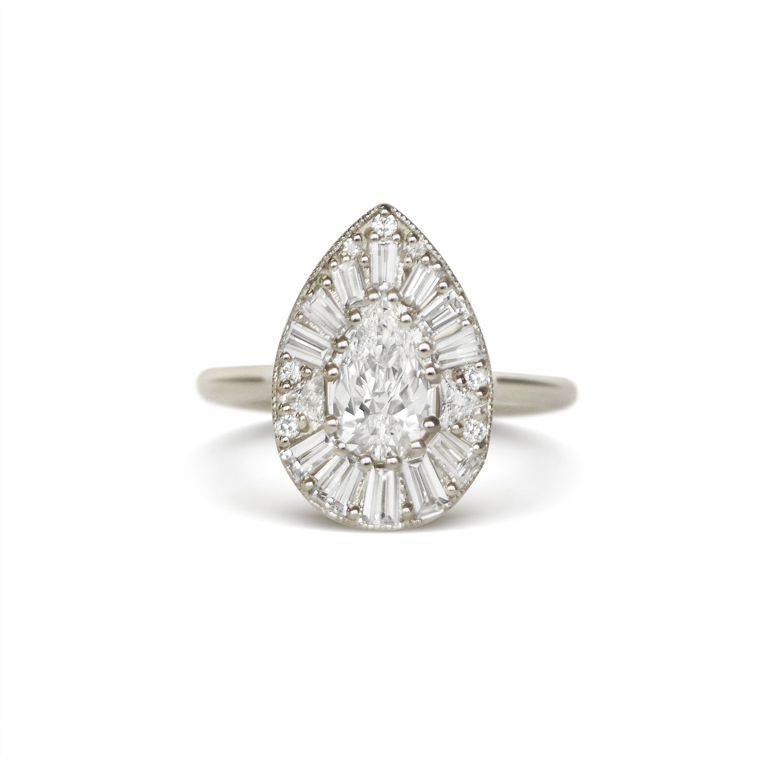 Marquise Shaped Three Stone Lab Grown Diamond Engagement Ring