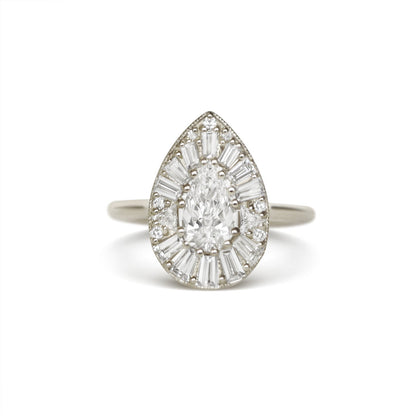 Marquise Shaped Three Stone Lab Grown Diamond Engagement Ring