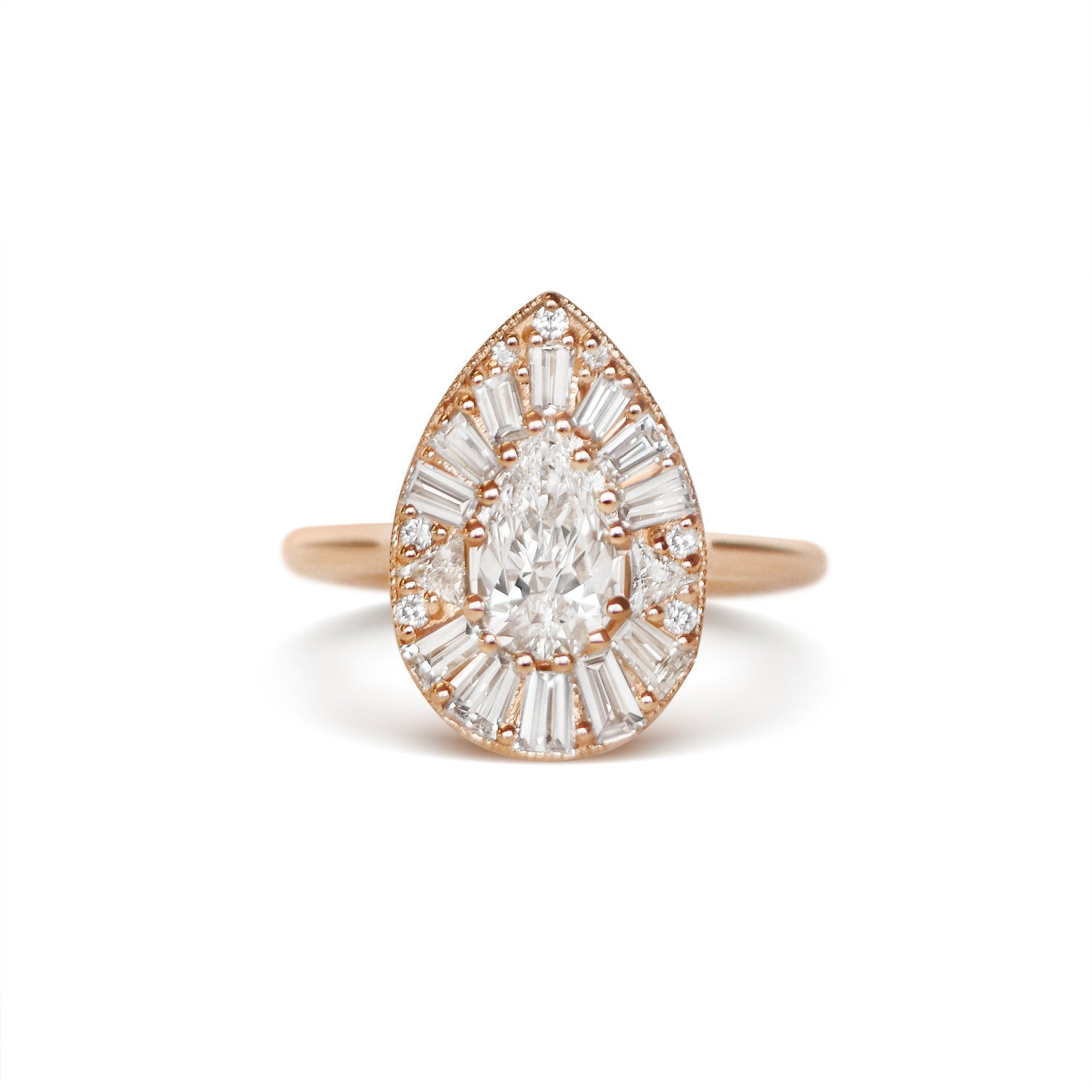 Marquise Shaped Three Stone Lab Grown Diamond Engagement Ring