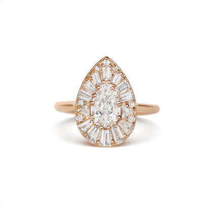 Marquise Shaped Three Stone Lab Grown Diamond Engagement Ring