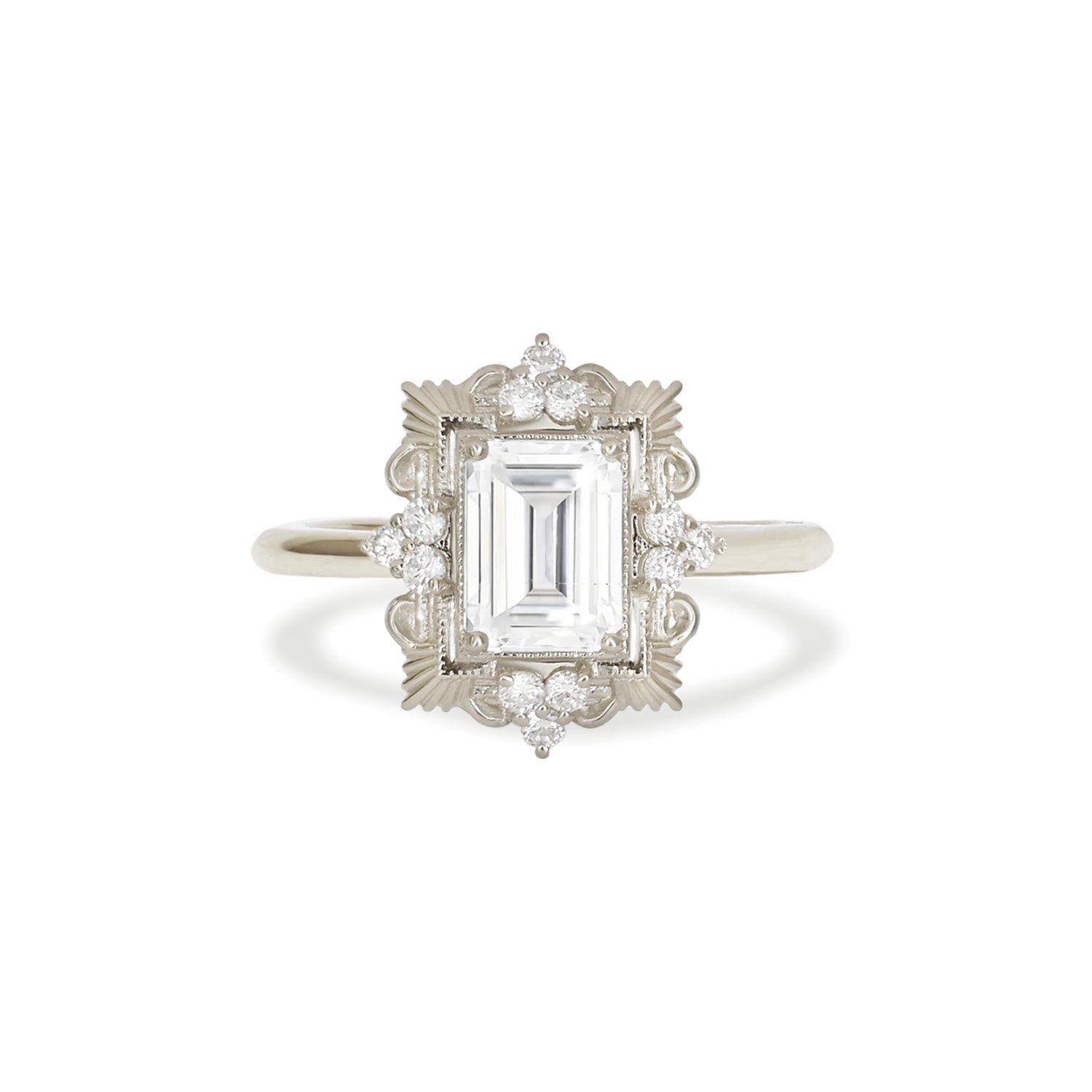Marquise Shaped Three Stone Lab Grown Diamond Engagement Ring
