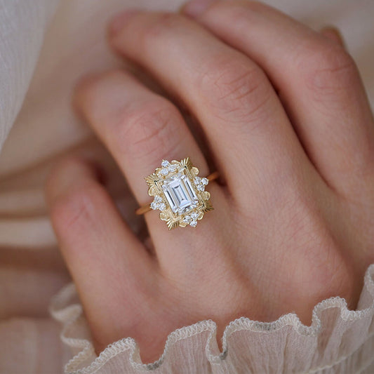 Marquise Shaped Three Stone Lab Grown Diamond Engagement Ring