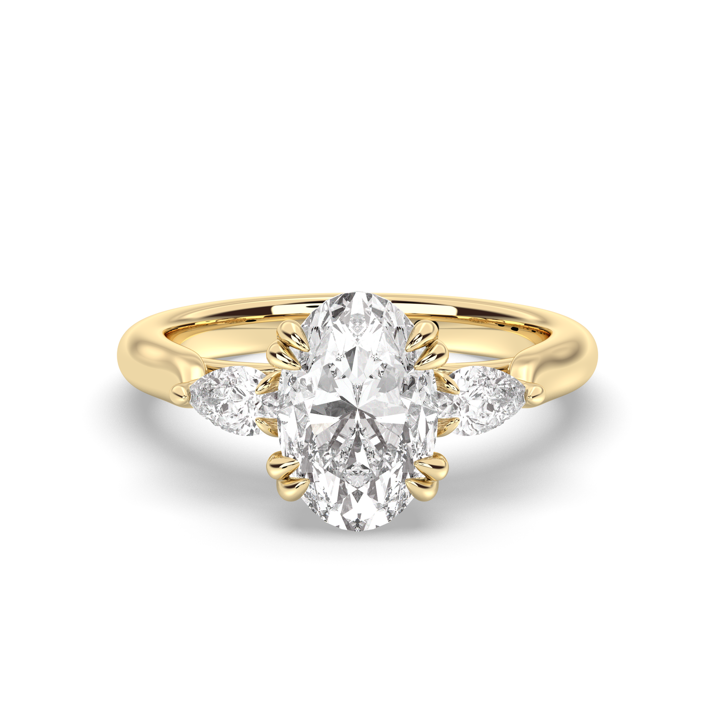Marquise Shaped Three Stone Lab Grown Diamond Engagement Ring