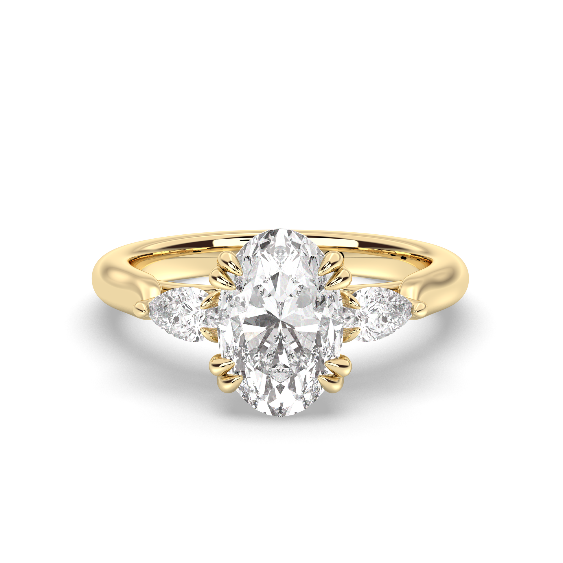 Marquise Shaped Three Stone Lab Grown Diamond Engagement Ring