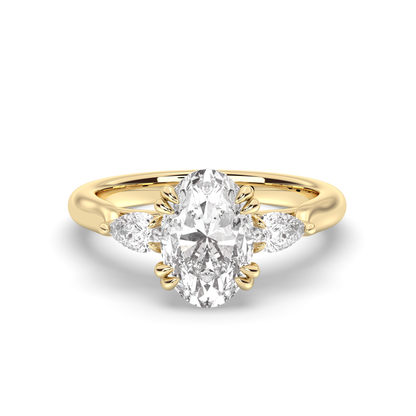 Marquise Shaped Three Stone Lab Grown Diamond Engagement Ring
