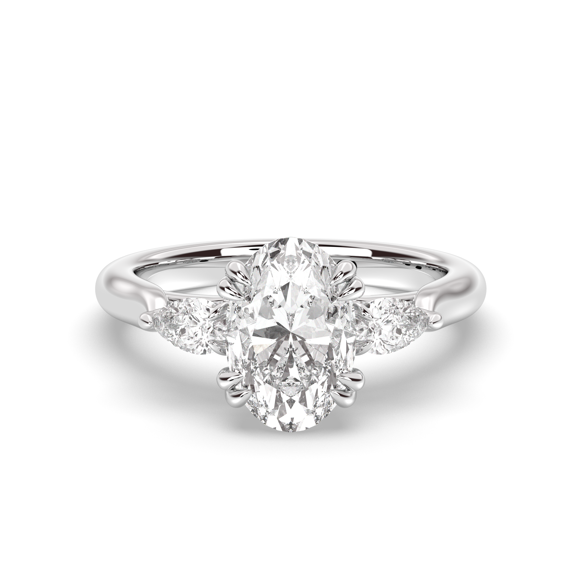 Marquise Shaped Three Stone Lab Grown Diamond Engagement Ring