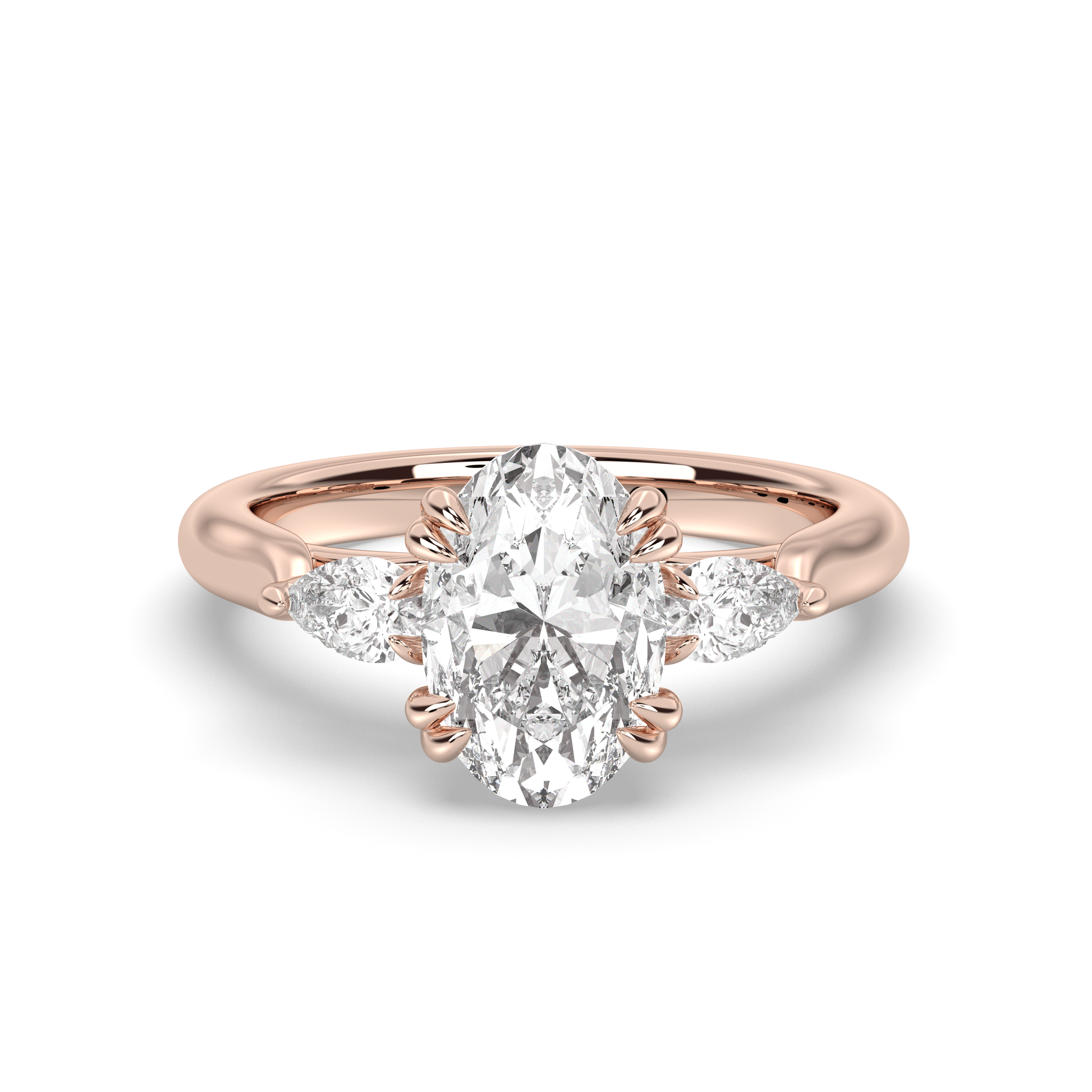 Marquise Shaped Three Stone Lab Grown Diamond Engagement Ring