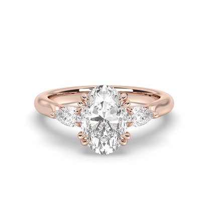 Marquise Shaped Three Stone Lab Grown Diamond Engagement Ring