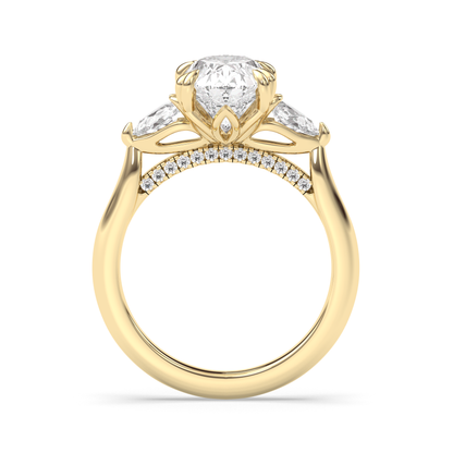 Marquise Shaped Three Stone Lab Grown Diamond Engagement Ring