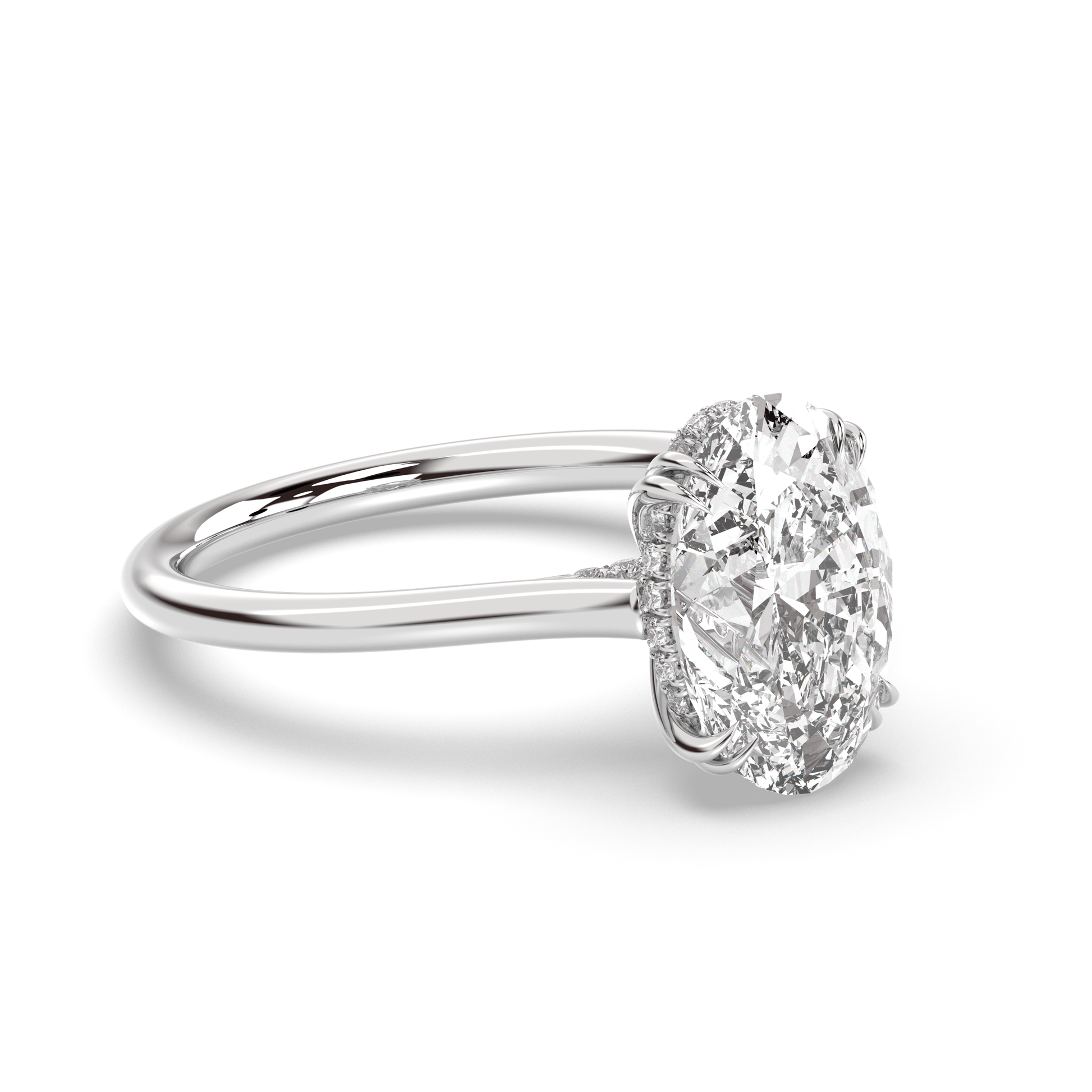 Marquise Shaped Three Stone Lab Grown Diamond Engagement Ring