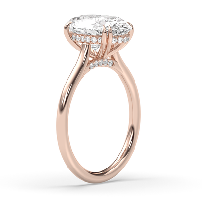 Marquise Shaped Three Stone Lab Grown Diamond Engagement Ring